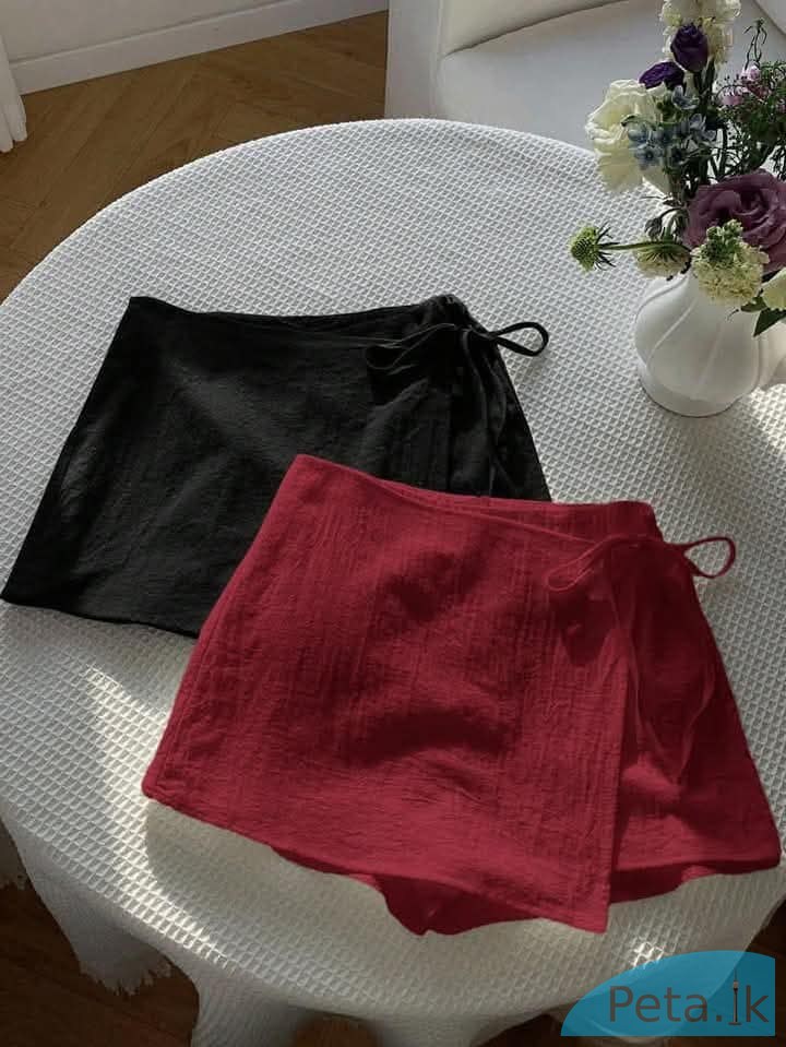 Women's Solid Color Wrap Casual Skort Set