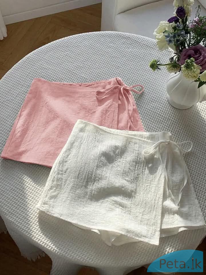 Women's Solid Color Wrap Casual Skort Set