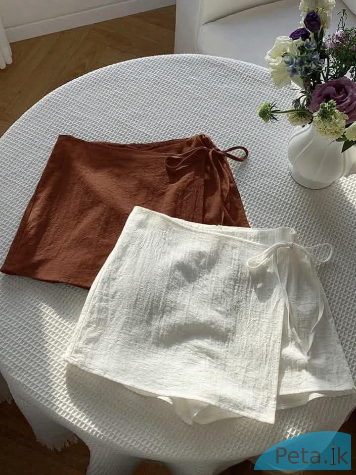 Women's Solid Color Wrap Casual Skort Set