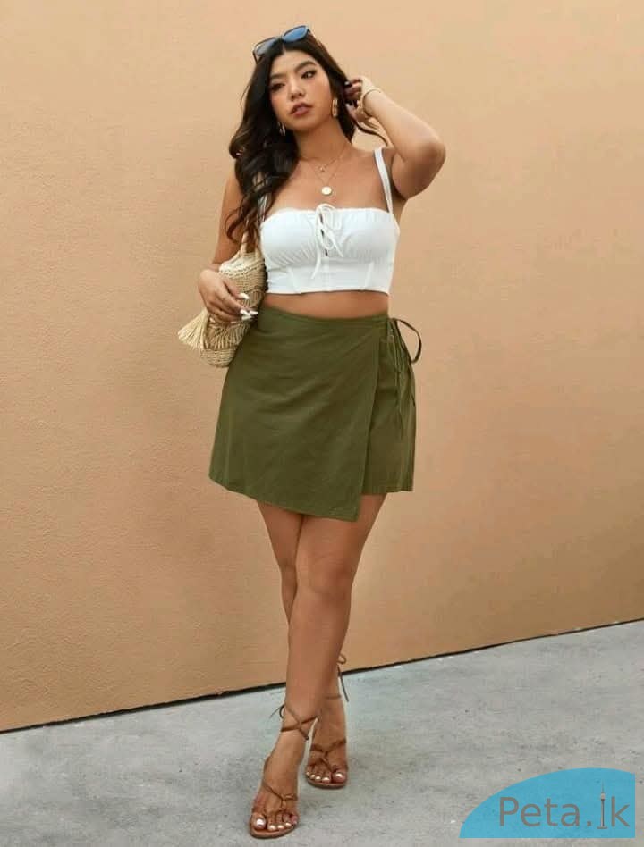 Women's Solid Color Wrap Casual Skort Set